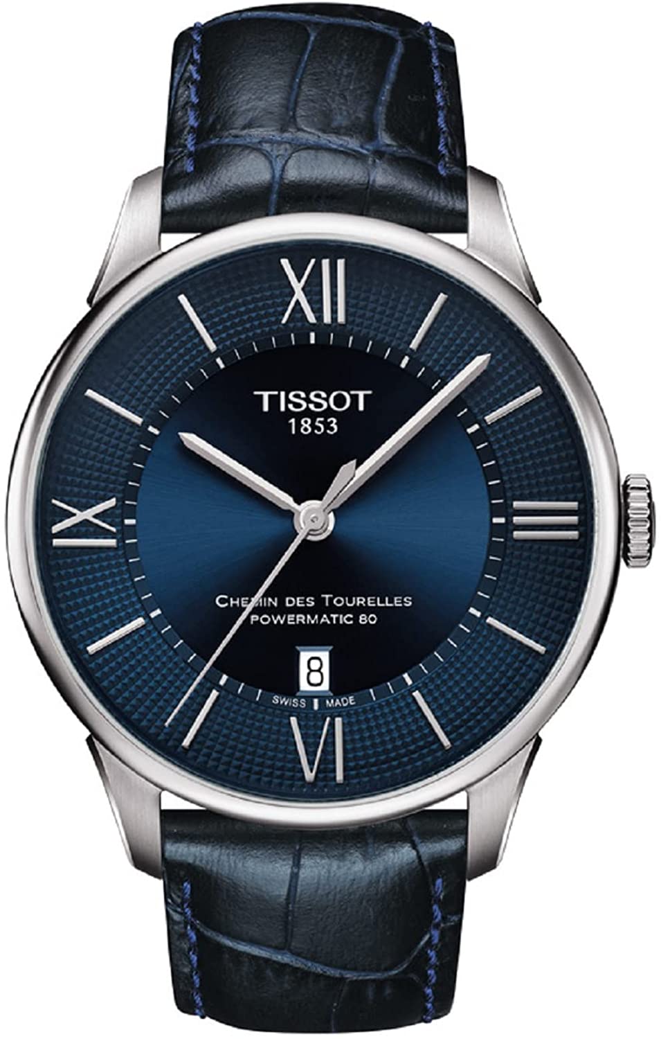 Tissot mens Chemin des Tourelles Stainless Steel Dress Watch Blue T0994071604800
