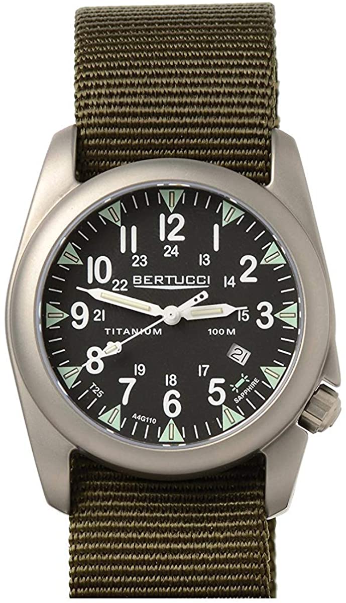Bertucci A-4T Illuminated 13467 Mens Defender Olive Nylon Band Black Quartz Dial Watch