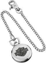 Load image into Gallery viewer, Harley-Davidson Men&#39;s Bar &amp; Shield Stainless Steel Pocket Watch w/Chain 76A165
