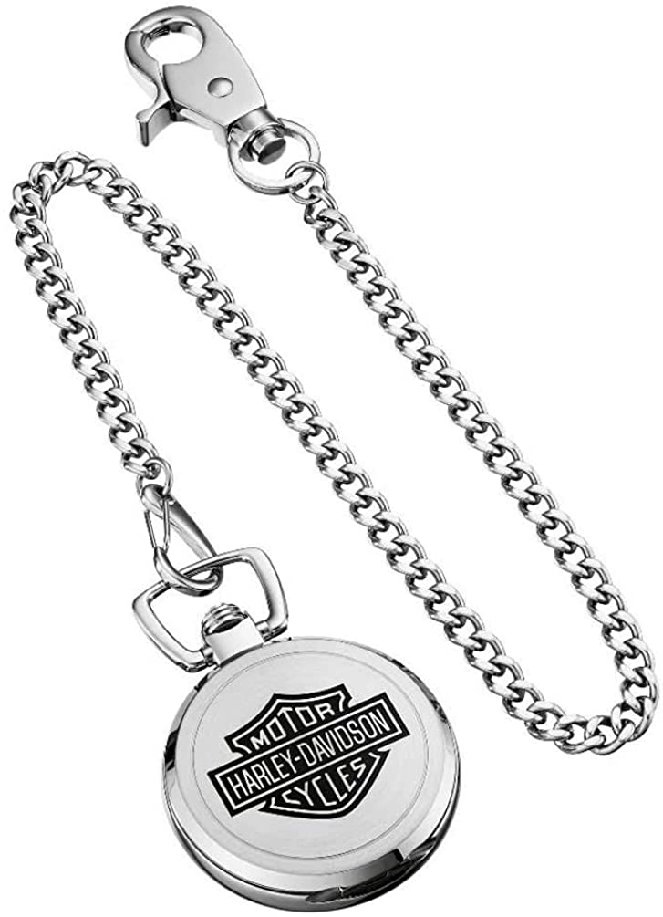 Harley-Davidson Men's Bar & Shield Stainless Steel Pocket Watch w/Chain 76A165