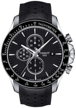 Load image into Gallery viewer, Tissot Men&#39;s V8 316L Stainless Steel case Swiss Automatic Chronograph Watch with Leather Strap, Black, 22 (Model: T1064271605100)
