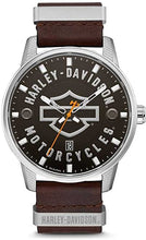 Load image into Gallery viewer, HARLEY-DAVIDSON Men&#39;s Alloy Steel Quartz Watch with Leather Strap, Brown, 11 (Model: 76B178)
