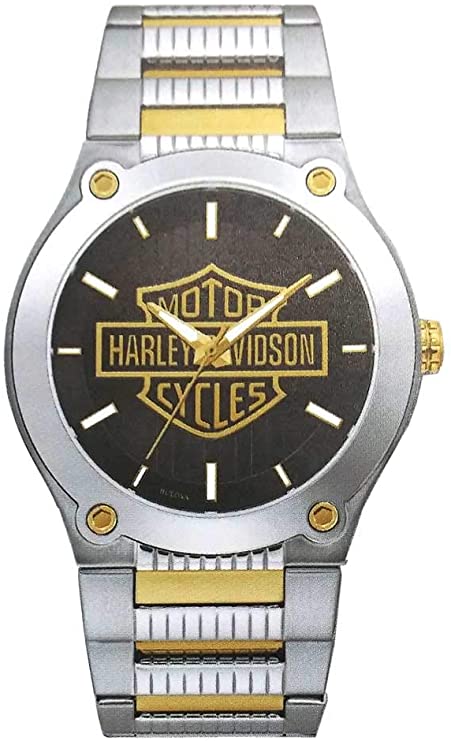 Harley-Davidson Men's Gold Bar & Shield Stainless Steel Watch, Silver 78A126