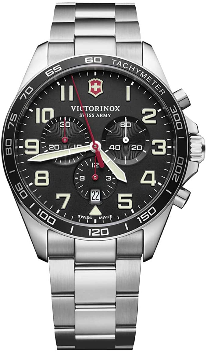 Victorinox Fieldforce Chrono, Black dial, Stainless Steel Bracelet