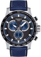 Load image into Gallery viewer, Tissot Mens Supersport Chrono 316L Stainless Steel case Swiss Quartz Watch, Blue, Black, Textile, 22 (T1256171705103)
