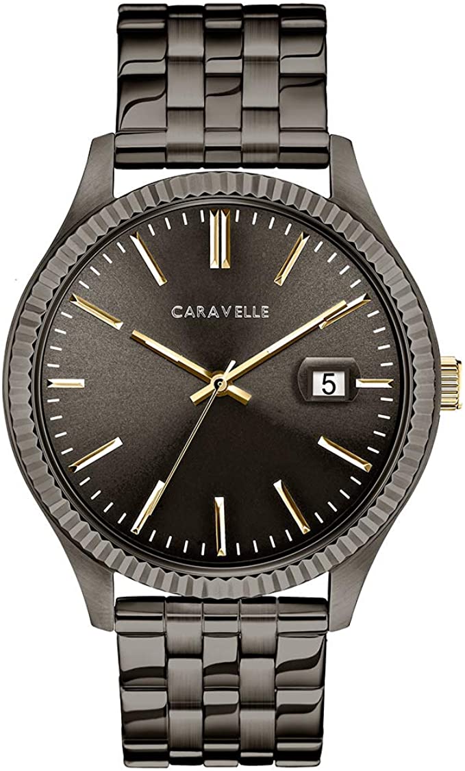 Caravelle Dress Quartz Mens Watch, Stainless Steel , Gray (Model: 45B149)
