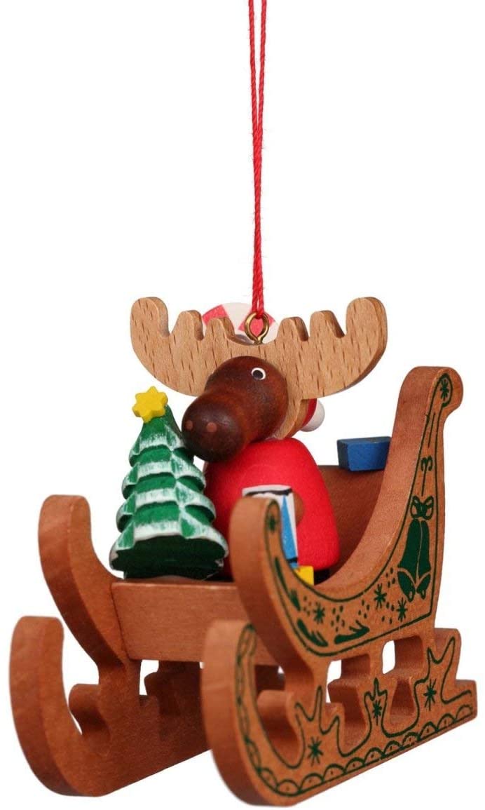 Alexander Taron 10-0653 Christian ULBRICHT Ornament - Hanging Moose in SLED, Brown