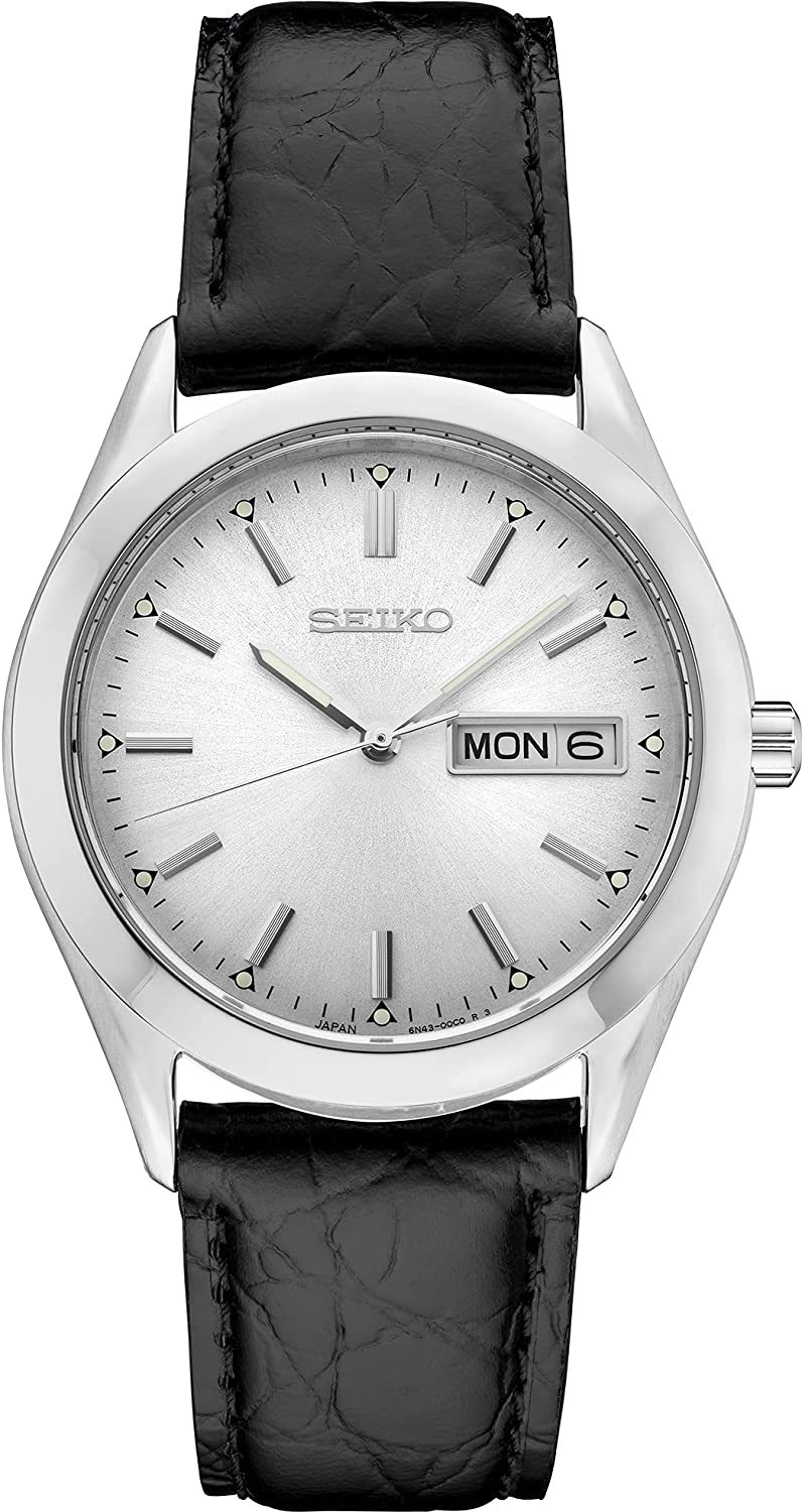 SEIKO Men Quartz Dress Watch with Stainless Steel Strap, Silver, 13 (Model: SUR365)