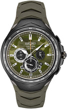 Load image into Gallery viewer, Seiko Men&#39;s Stainless Steel Japanese Quartz Silicone Strap, Green, Casual Watch (Model: SSC747)
