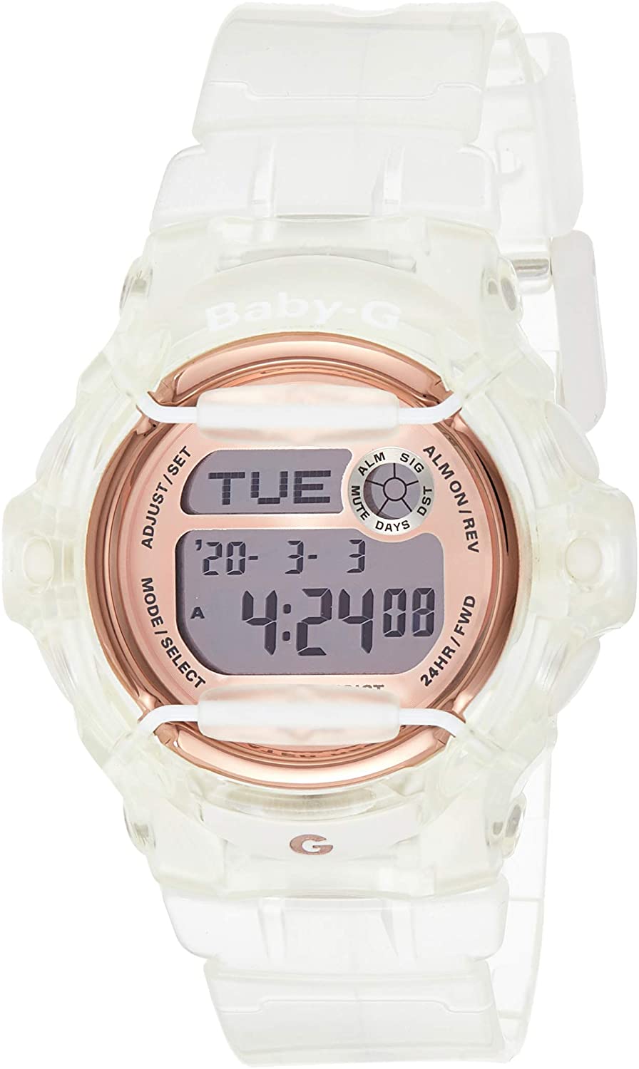 Casio Stainless Steel Watch with Resin Strap, Clear, 19 (Model: BG-169G-7BCR)