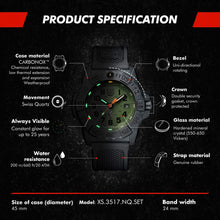 Load image into Gallery viewer, Luminox Mens Wrist Watch Navy Seal XS.3517.NQ.Set - 45mm Black, Green Stainless Steel 200 M Water Resistant
