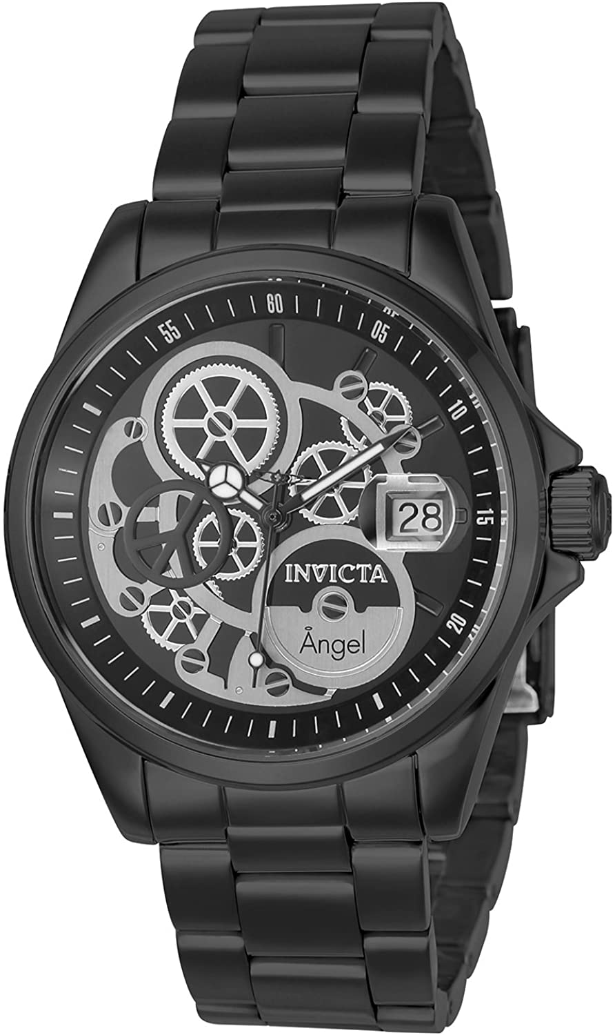 Invicta Women's Angel Stainless Steel Quartz Watch with Stainless-Steel Strap, Black, 20 (Model: 23570)