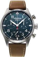Load image into Gallery viewer, Alpina Startimer Pilot Chronograph Blue Dial Brown Leather Mens Watch AL-372N4S6
