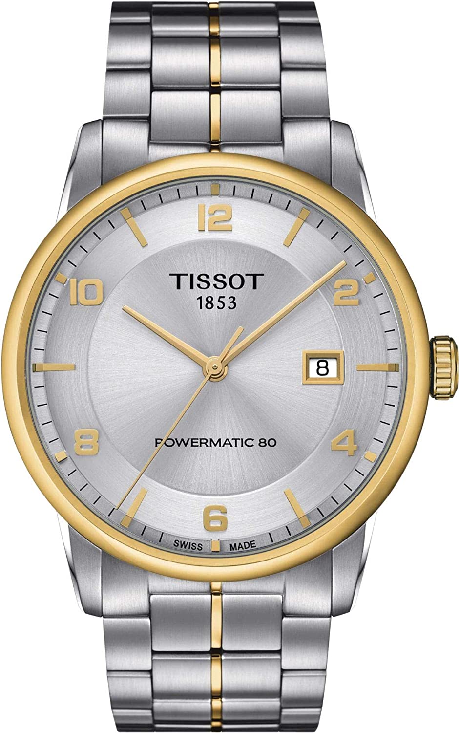 Tissot Mens Luxury Stainless Steel Dress Watch Yellow Gold 1N14,Grey T0864072203700