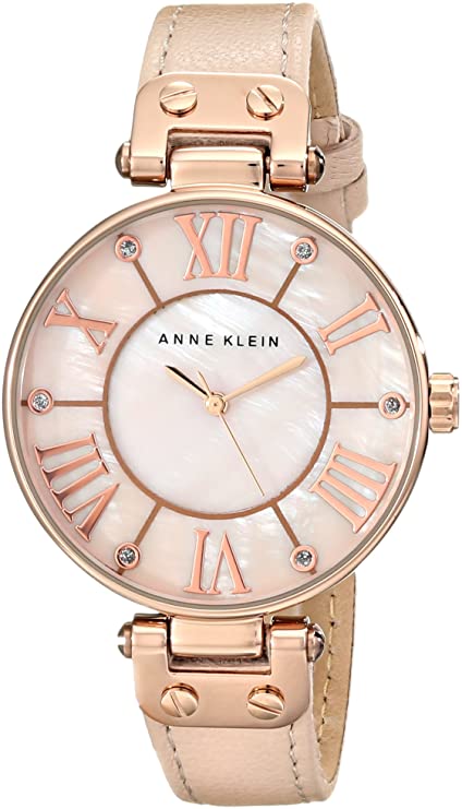 Anne Klein Women's 10/9918RGLP Rose Gold-Tone Watch with Leather Band