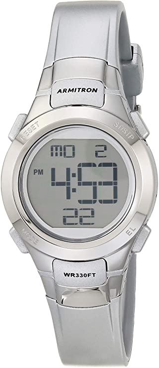 Armitron Sport Women's 45/7012SIL Digital Chronograph Silver-Tone Resin Strap Watch