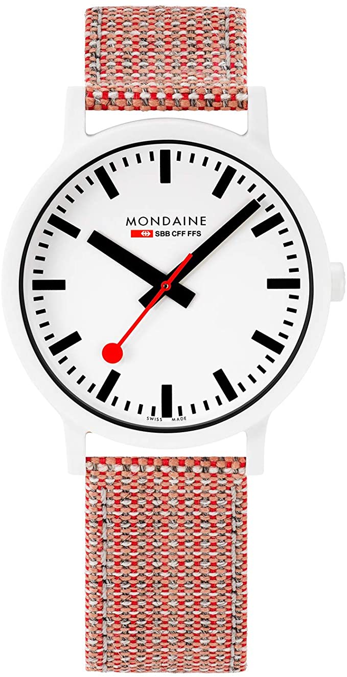 Mondaine Essence White Dial Red Cork Strap Quartz Unisex Watch MS1.41110.LP Mens/Ladies Watches