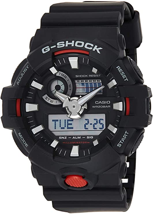 Casio G Shock Quartz Watch with Resin Strap, Black, 25.8 (Model: GA700-1ACR)