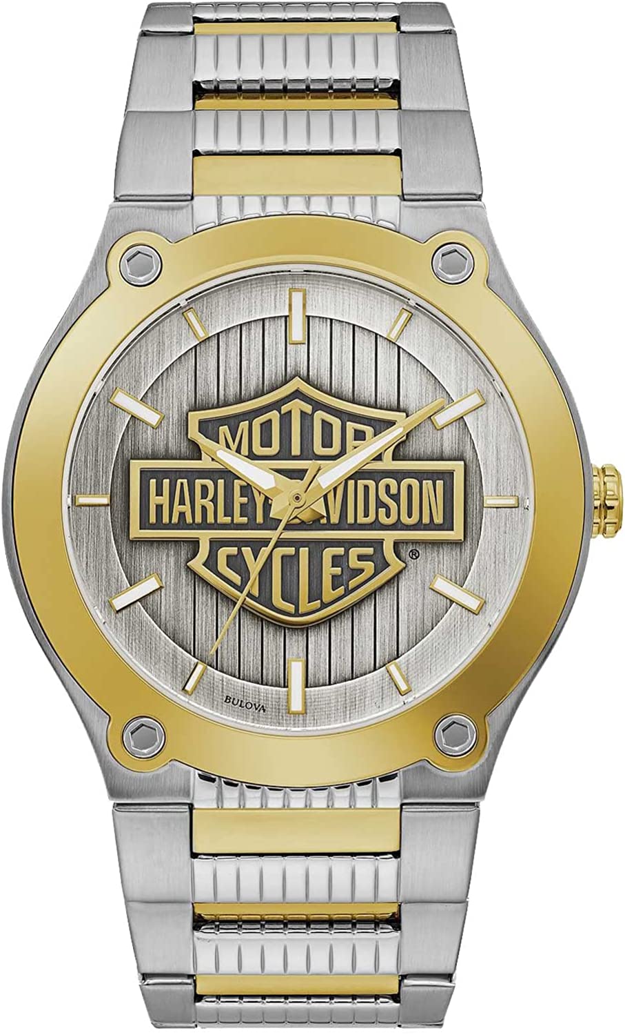 Harley-Davidson Men's Bar & Shield Logo Hardware Stainless Steel Gold-Tone Watch