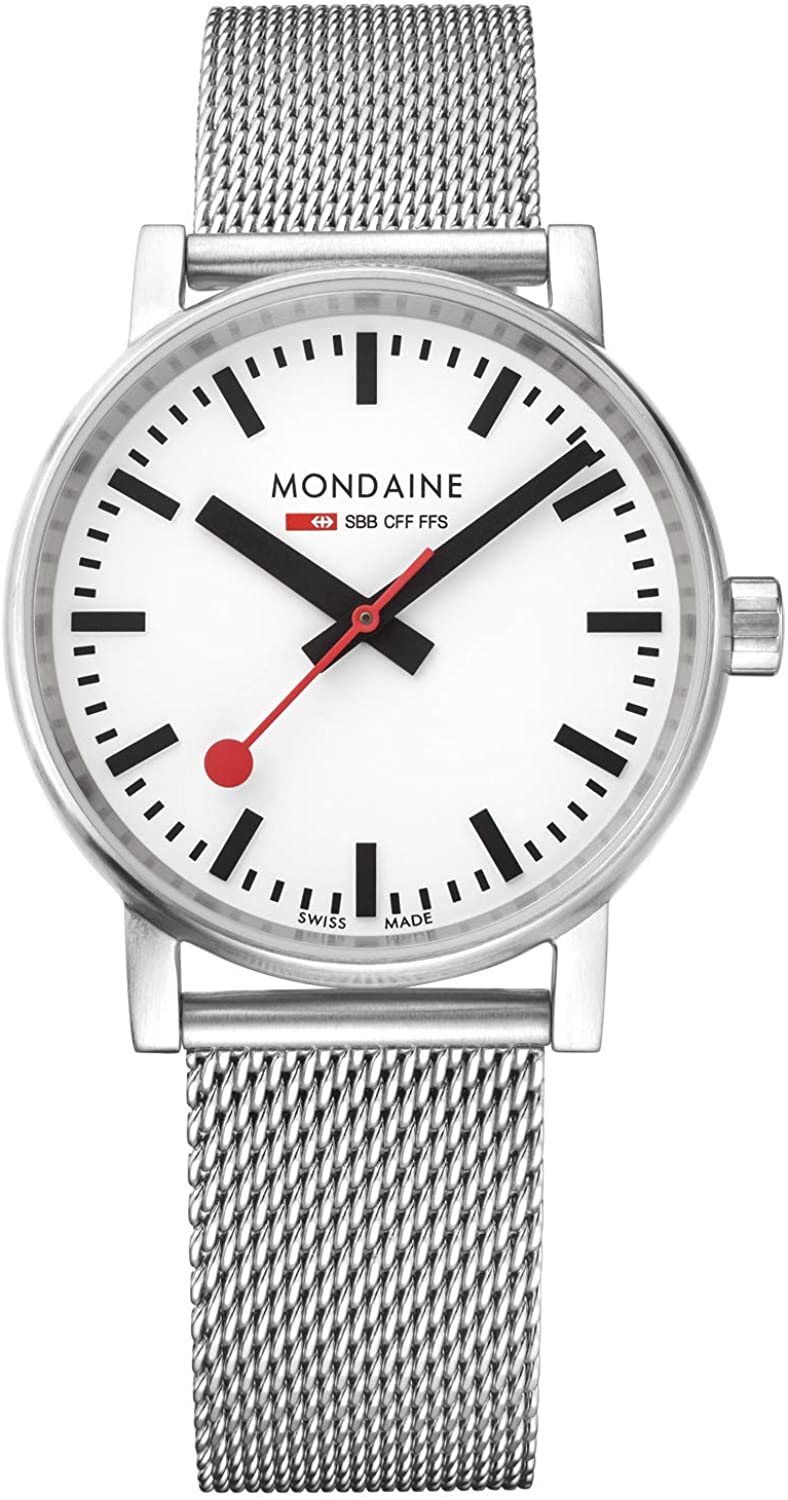 Mondaine SBB Swiss-Quartz Watch with Stainless-Steel Strap, Silver, 18 (Model: MSE.35110.SM)