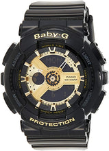 Load image into Gallery viewer, Casio Women&#39;s BA-110-1ACR Baby-G Goldtone Analog-Digital Display and Black Resin Strap Watch
