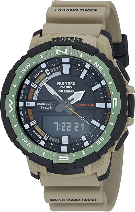 Casio Men's Pro Trek Quartz Sport Watch with Resin Strap, Khaki, 22.5 (Model: PRT-B70-5CR)