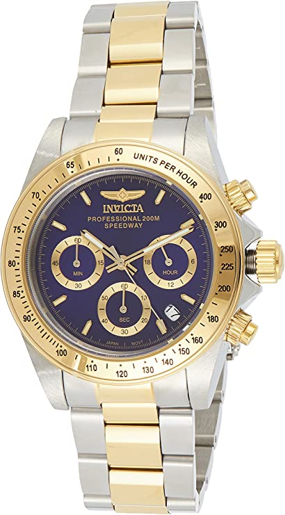 Invicta Men's Speedway Two Tone Stainless Steel Chronograph Quartz Watch, Two Tone/Blue (Model: 3644)