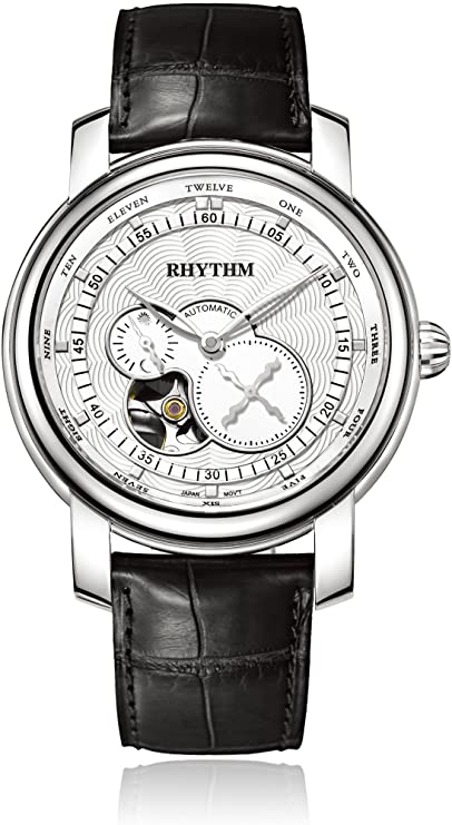 Rhythm A1104L01 Self-Winding Stainless Steel and Leather Wrist Watch