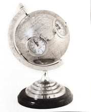 Load image into Gallery viewer, Maitland-Smith Antique Nickel Finished Brass Globe Clock with Black Waxstone Base 1254-195
