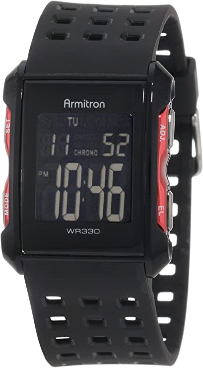 Armitron Sport Men's 408177RED Chronograph Black and Red Digital Watch