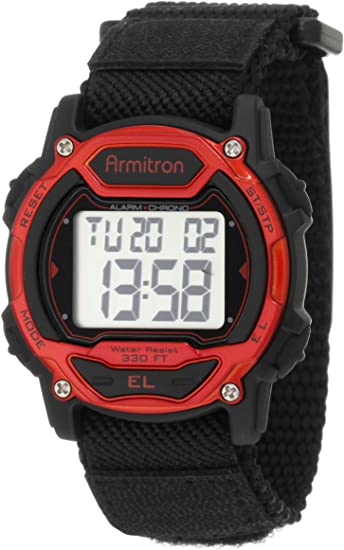 Armitron Sport Unisex 457004RED Silver-Toned and Red Accented Chronograph Digital Watch