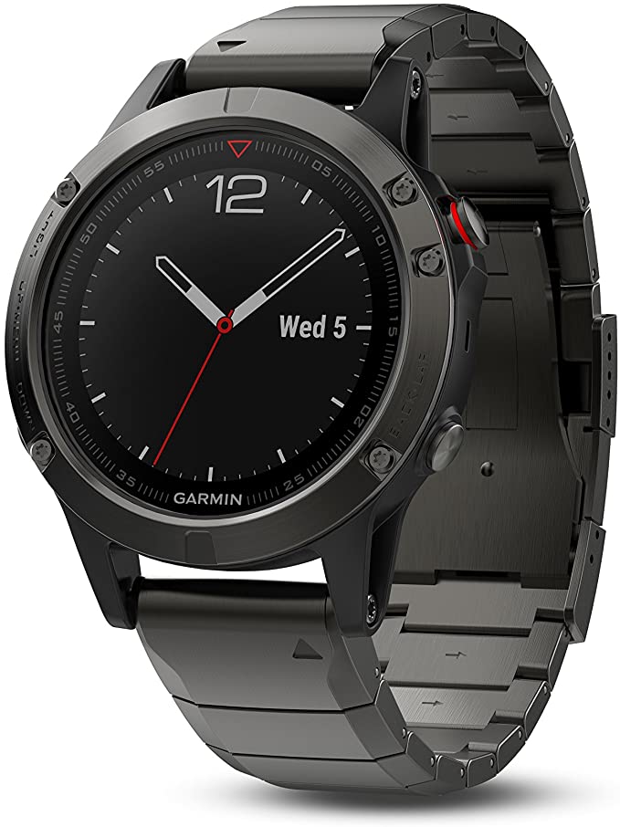 Garmin fēnix 5, Premium and Rugged Multisport GPS Smartwatch, Sapphire Glass, Slate Gray with Metal Band