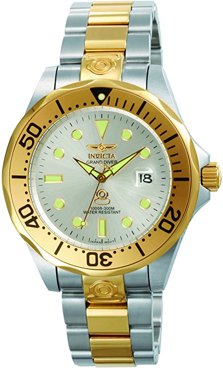 Invicta Men's Pro Diver Steel and Gold Tone Stainless Steel Automatic Watch, Two Tone/Silver (Model: 3050)