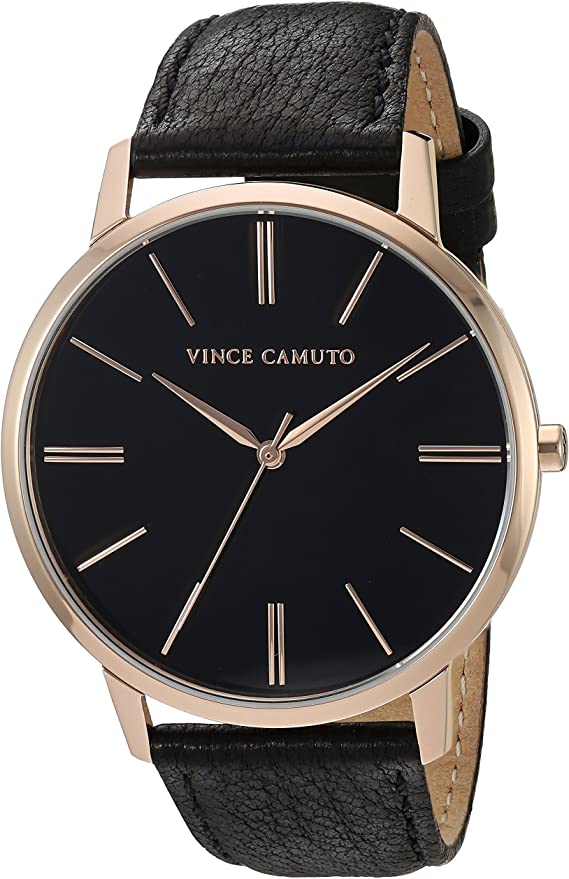 Vince Camuto Women's VC/5322RGBK Black Leather Strap Watch