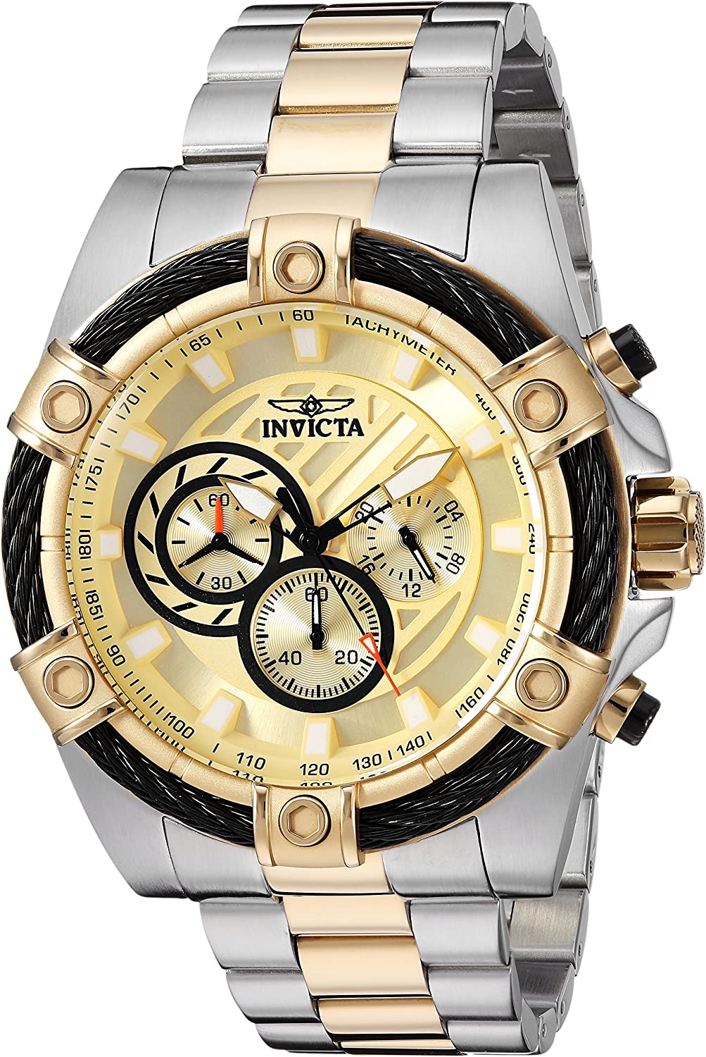 Invicta Men's Bolt Quartz Watch with Stainless-Steel Strap, Gold, Silver, Two Tone, 26 (Model: 25518)