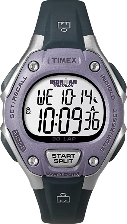 Timex Women's Ironman 30-Lap Digital Quartz Mid-Size Watch, Grey/Lilac - T5K410