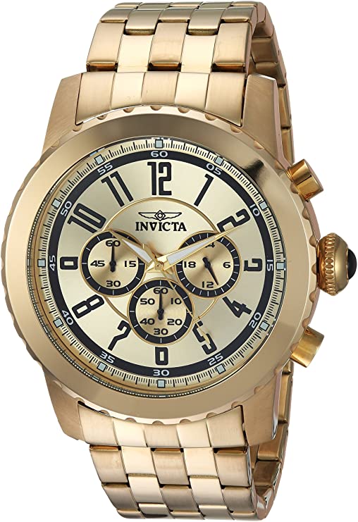 Invicta Men's Specialty 50mm Gold Tone Stainless Steel Chronograph Quartz Watch, Gold (Model: 19465)