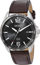 Load image into Gallery viewer, Seiko Men&#39;s Sport Watches Stainless Steel Japanese-Quartz Leather Calfskin Strap, Brown, 22 (Model: SNE487)
