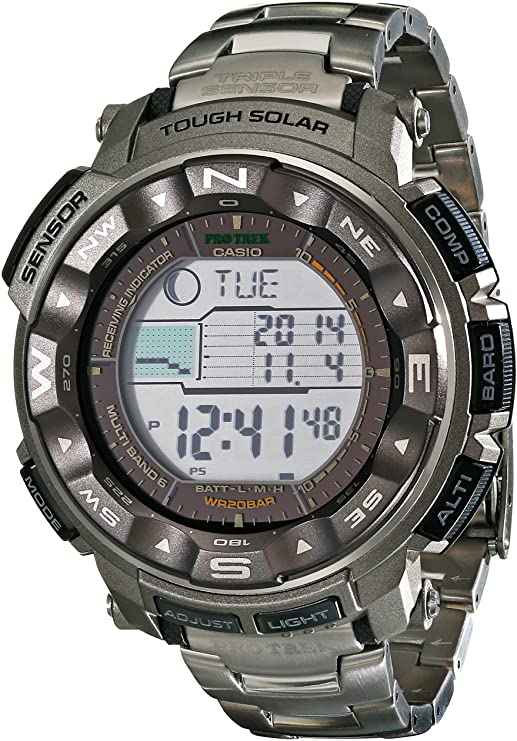Casio Men's PRO TREK Stainless Steel Japanese-Quartz Watch with Titanium Strap, Silver, 20 (Model: PRW-2500T-7CR)