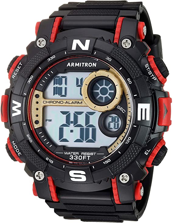 Armitron Sport Men's Quartz Sport Watch with Resin Strap, Black, 22 (Model: 40/8284GBR)