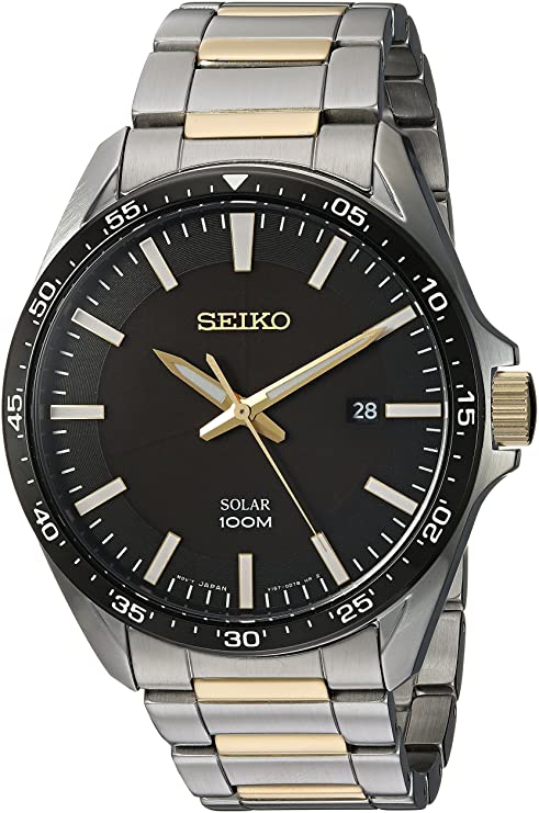 Seiko Men's Sport Watches Japanese-Quartz Stainless-Steel Strap, Silver, 19 (Model: SNE485)